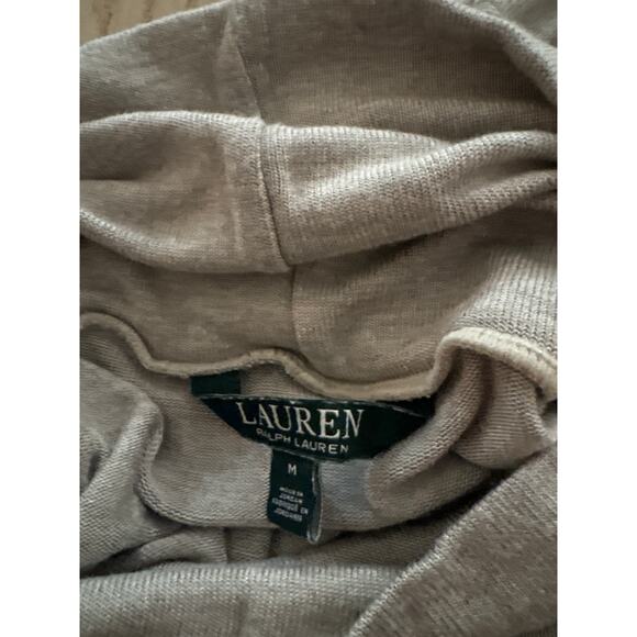 Lauren Ralph Lauren Ecru Gray Taupe Cowl Neck Modal Sweater M - Picture 2 of 6
